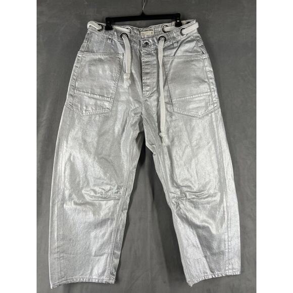 Free People We The Free Moxie Low Slung Pull On in Pinball Size 31 Silver